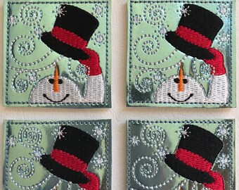 Windy Snowman Feltie Christmas Winter Applique Embellishments RTS