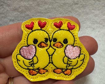 Love duck couple feltie Valentine Applique Embellishments RTS