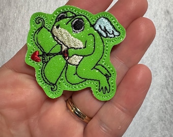 Cupid frog feltie Valentine Applique Embellishments RTS