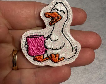 Mug Goose feltie Coffee Applique Embellishments RTS