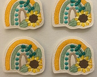 Sunflower Rainbow Feltie Fall Applique Embellishments Style T179 RTS