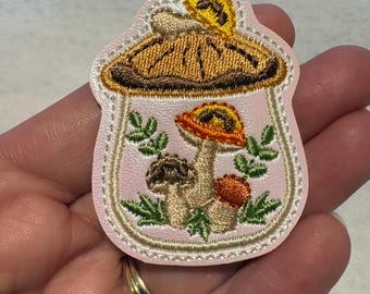 Vintage Mushroom Canister Feltie 1970s Applique Embellishments RTS