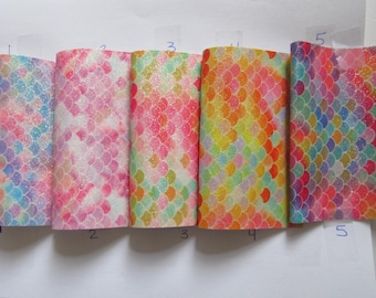 MERMAID SCALE Glitter Vinyl With Canvas Back For Embroidery 9 x 52 Inch Rolls