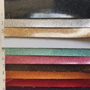 9 x 12 Inch Sheets SOLID COLOR Glitter Vinyl With Canvas Back For Embroidery (Choose From 27 Colors)