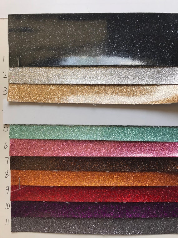 9 x 12 Inch Sheets SOLID COLOR Glitter Vinyl With Canvas Back For Embroidery (Choose From 27 Colors)
