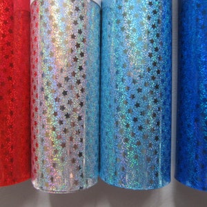 Stars Iridescent Faux Leather Patriotic Faux Leather With Cotton Back 9 x 52 Inch Rolls