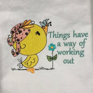 Things Have A Way Of Working Out Duck Kitchen Towel Kitchen Towel Embroidered Kitchen Towel