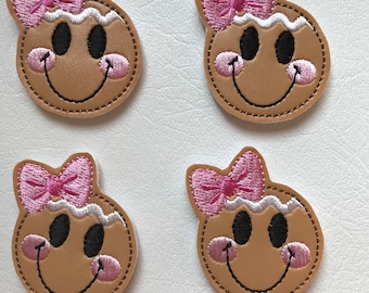 Gingerbread Girl Smiley Feltie Christmas Applique Embellishments RTS