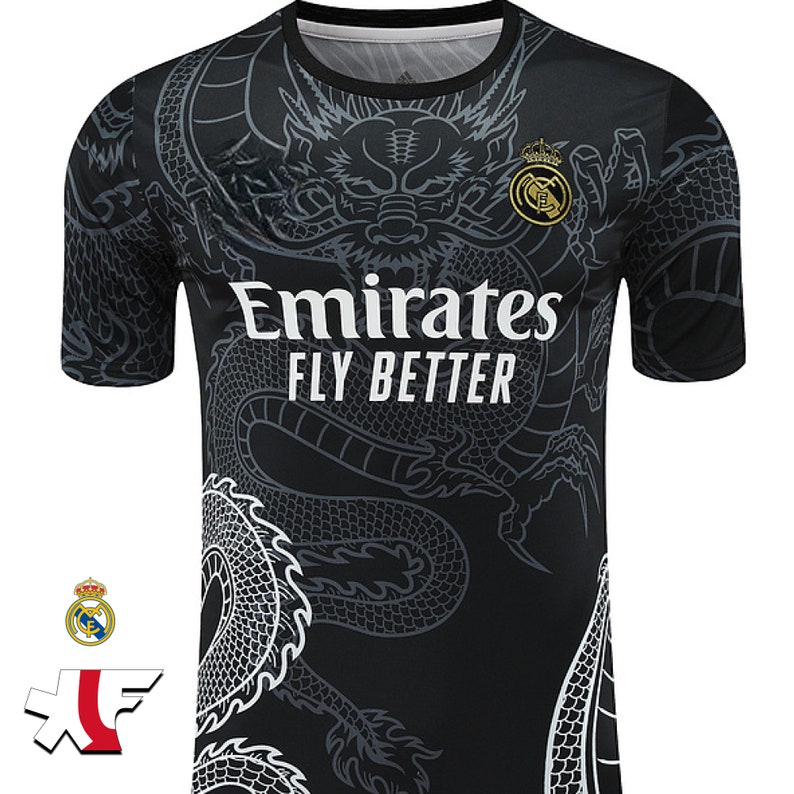 Real Madrid Dragon Jersey Special Black Edition 2023-2024 Champions League Jersey Football ...