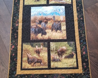 Woodland Moose lap quilt or wallhanging