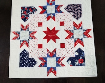 Stars and Hearts quilted wallhanging