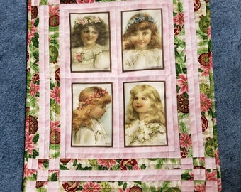 Victorian little ladies quilt wallhanging