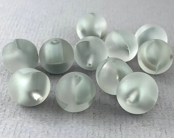 Vintage Frosted Matte White Givre Round Glass Beads 11mm 16