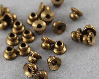 Tiny raw brass spacer bead caps with ribbed edge detail - 3mm x 2.5mm - 24, 72 or 144 pcs - BC102