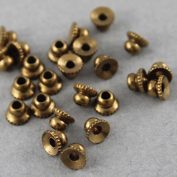 Tiny raw brass spacer bead caps with ribbed edge detail - 3mm x 2.5mm - 24, 72 or 144 pcs - BC102