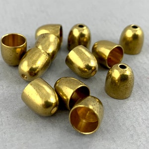 Large, raw brass spacer bullet shaped bead caps - 7.35mm x 7mm - 12 pcs - BC127