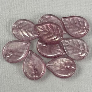 Apple leaf beads, Transparent Mauve Purple, Czech glass, pressed leaves - 18mm x 13mm - 10 or 20 pcs - FB1670-b155