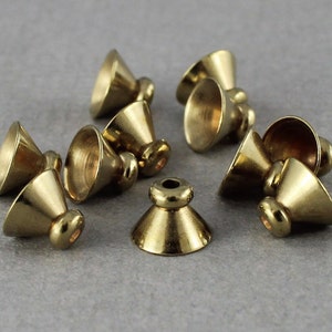 Cone shaped raw brass spacer bead caps - 5mm x 7mm - 12 or 24 pcs - BC115