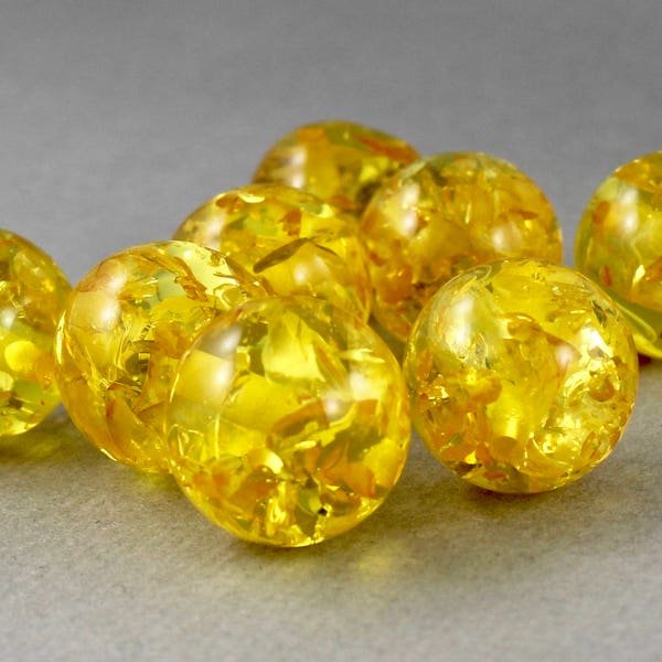 Bright Yellow resin beads, imitation amber, round, sunny yellow - 4pc - 16mm - RD116-b143