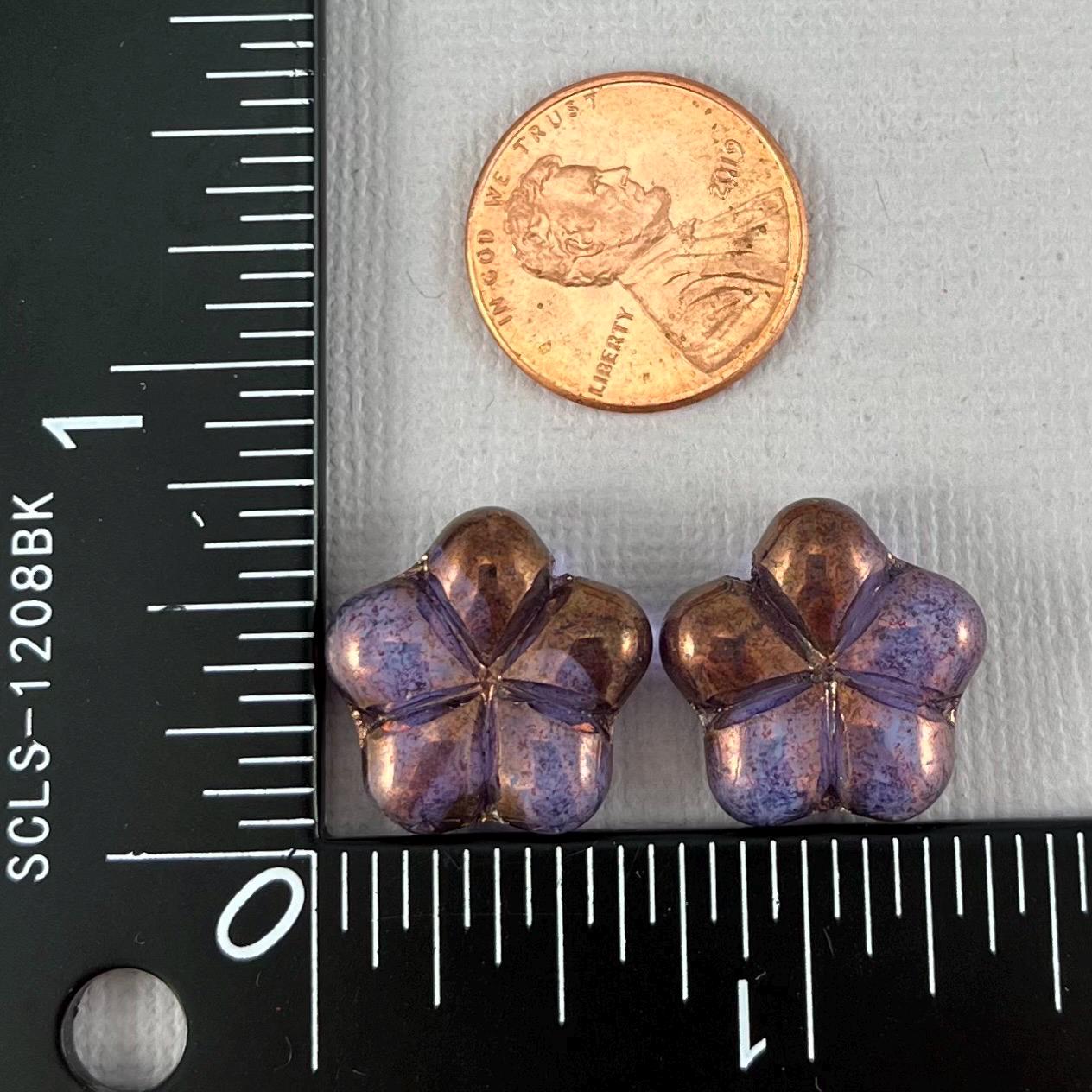 セール・キャンペーン Beads, Flower Glass Czech Purple Bronze Luster Gold Luster, トップス