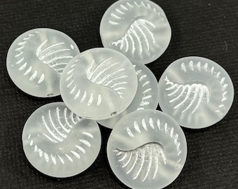 Matte Clear Fossil Czech coin beads, silver wash, frosted - 19mm - 2, 4 or 8 pcs - AB696-b434