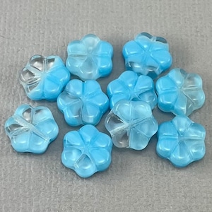 Himmelblau & Klar Vergissmeinnicht Tschechische Glasperlen, hellblau, Gänseblümchen, Kirschblüte - 10 mm - 12 Stück - FB1629-b010