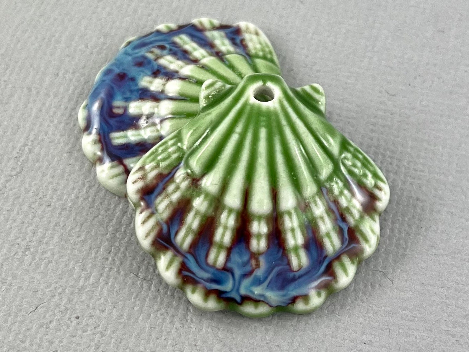 New COLORS Large Ceramic Shell Pendant Clam Blue Green - Etsy