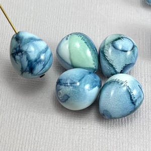 Chunky drop beads, Green and Teal blue, marbled plastic, vintage style, sea blue - 17mm x 4mm - 4pc - GEO359-b368