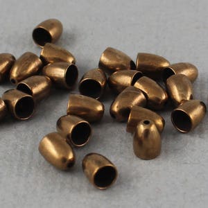 Tiny raw brass spacer bullet shaped bead caps - 5mm x 4mm - 24, 72 or 144 pcs - BC107