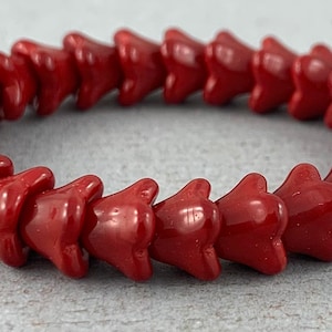 Cherry Red Czech glass bell flower beads - 25 pcs - 9mm x 6mm - FB685-b222