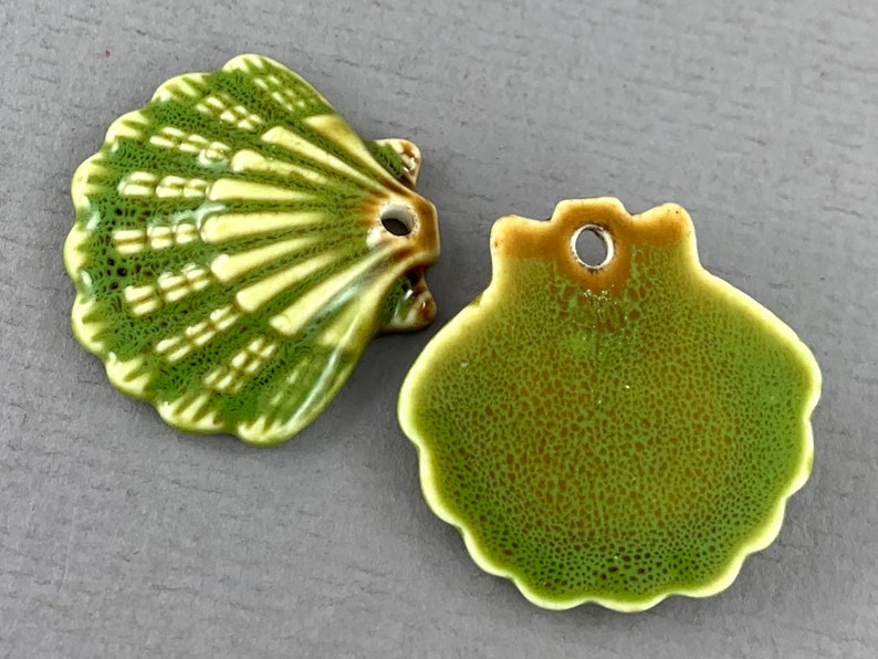 New COLORS Large Ceramic Shell Pendant Clam Blue Green - Etsy