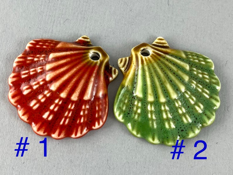 New COLORS Large Ceramic Shell Pendant Clam Blue Green - Etsy