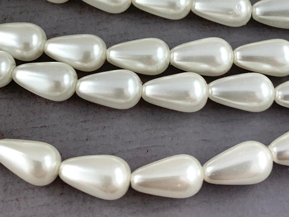 Top Quality Czech Glass Pearl Pear Teardrop Spacer Loose Beads 9mm x 13mm 15.5" 