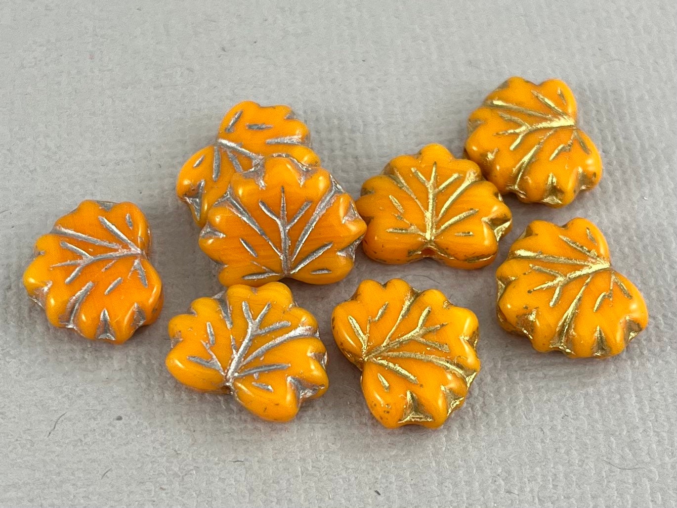 13x10.5mm Orange and Tan Leaf Beads-0741-13