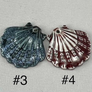 New COLORS! Large Ceramic Shell Pendant, Clam, Blue, Green, Top Drilled ...