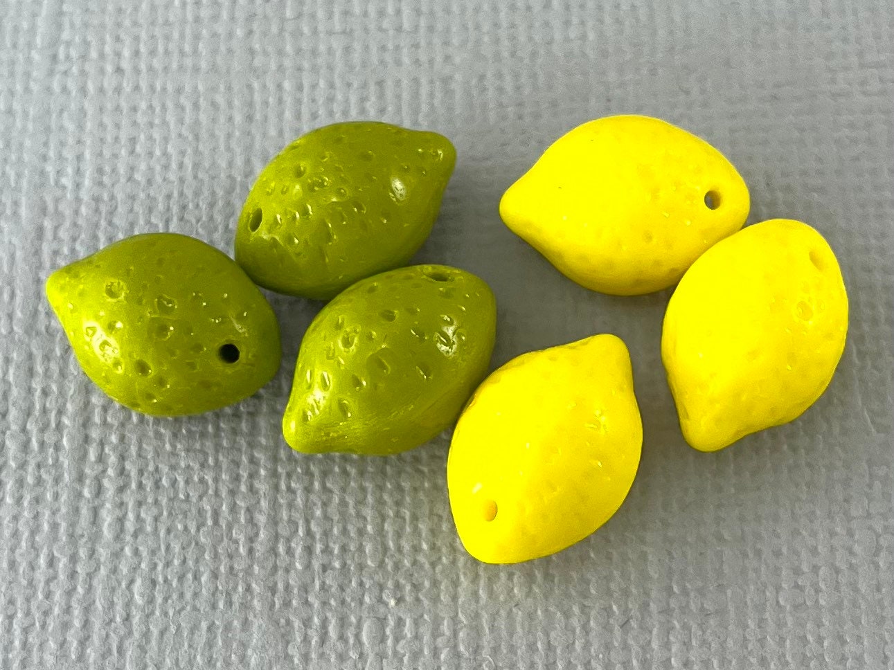 Bright Yellow or Avocado Green Czech Glass Lemon, Lime Beads