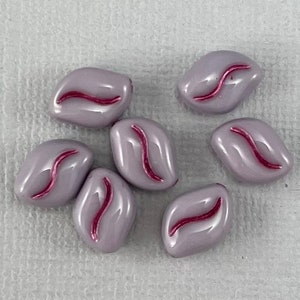 Grana ondulata, perle di vetro ceche viola, dettaglio lavaggio rosa metallizzato - 11 mm x 8 mm - 12 pz - MG1094-b374