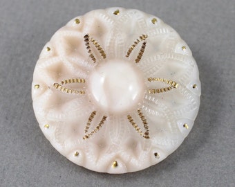 Czech glass button, peachy pink flower, mandala, jewelry, embellishment, knitting, crocheting, sewing - 36mm - 1 pc - GBN536