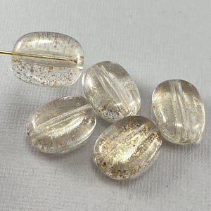Perline acriliche ovali spesse, trasparenti, in plastica maculata oro, stile vintage, spolverate d&#39;oro - 20 mm x 16 mm - 6 pz - GEO344-b002