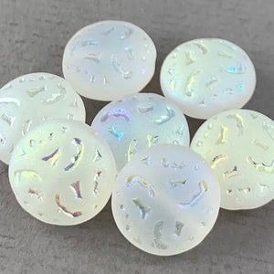Puffy lentil beads, Matte, transparent Clear Czech glass, aurora borealis scroll, swirl, puffy coin - 14mm - 6 or 12 pcs - MG086-b306