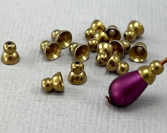 Tiny raw brass cone shaped spacer beads caps - 4mm x 4mm - 24, 72 or 144 pcs - BC101