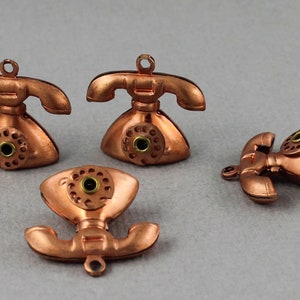 Stary miedziany telefon obrotowy, ruchome zawieszki tarczy - 19 mm - 22 mm - 4 szt. - CHM205-A7