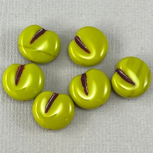 Mela, perline di ciliegio, perline di frutta in vetro pressato ceco verde avocado, perline alimentari, lavaggio rosso scuro, 12 mm x 11 mm, 6 o 12 pezzi, MG1083-b106