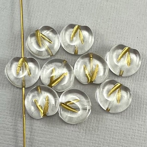 Perle di mela, ciliegia, perle di frutta in vetro ceco pressato trasparente, lavaggio oro - 12 mm x 11 mm - 6 o 12 pezzi - MG1163-b158