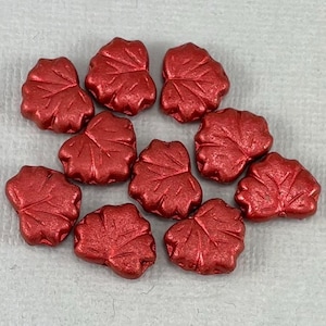 Matte, Rusty Magma Red Czech glass maple leaf beads - 13mm x 11mm - 10 or 20 pcs - FB1523-b119