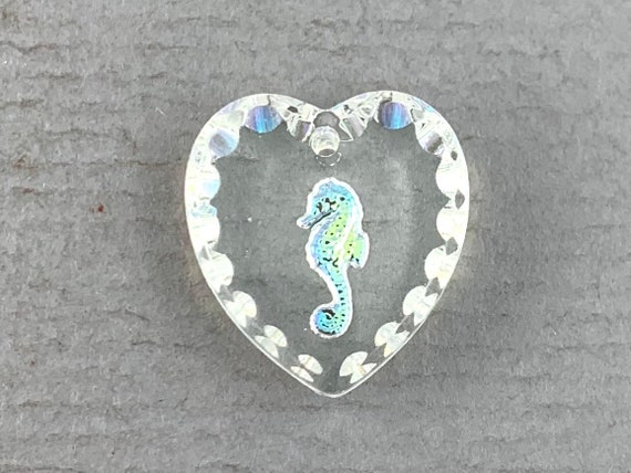 Crystal Clear Aurora Borealis Seahorse Intaglio Buff Glass - Etsy