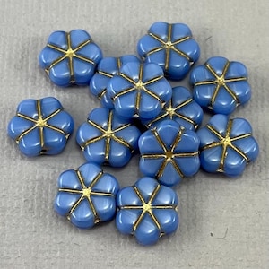 Blaue Vergissmeinnicht tschechische Glasblume, Goldwäsche, Periwinkle blau, Gänseblümchen, Kirschblüte - 10 mm - 12 oder 24 Stück - FB1710-B382