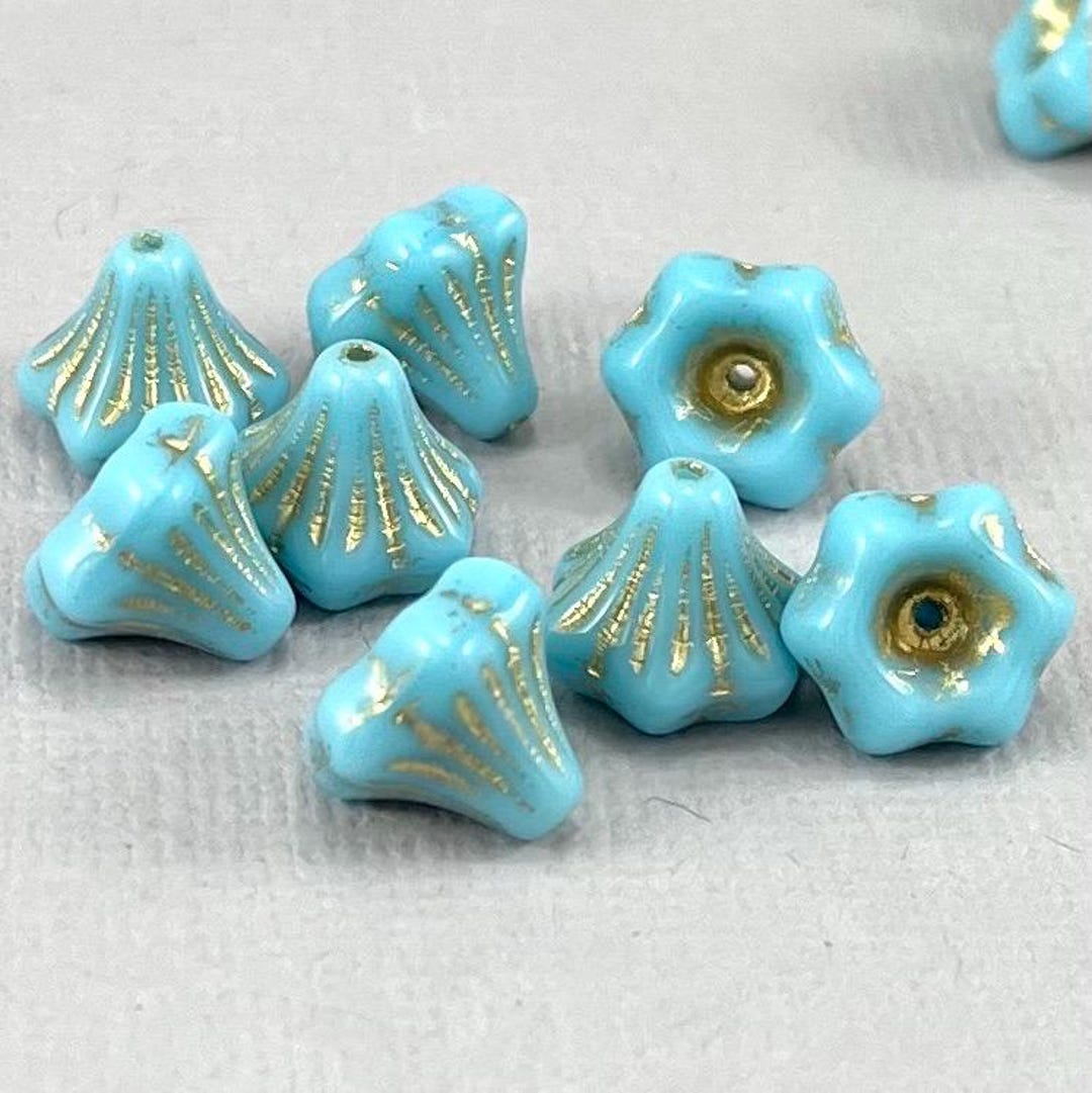 Lot De 100 Perles Vintage En Verre Ovale Blanc/bleu Turquoise - Occasion - Pour Création Bijoux