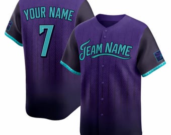 Purple Baseball Jersey Mockup, Front Back Template, Custom Team Name Number