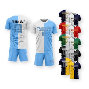 Kit de camiseta de fútbol personalizado con nombre del equipo, patrocinador, nombre y número del jugador